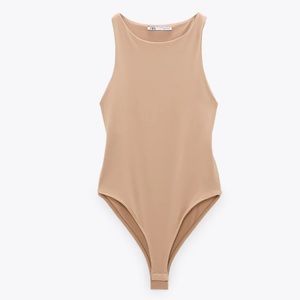 Zara Halterneck Bodysuit Beige-Pink
